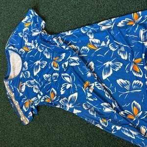 Adidas Blue and White Graphic Top